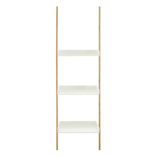 Nusakan Wooden 3 Tier Ladder Shelving Unit In White And Natural_2