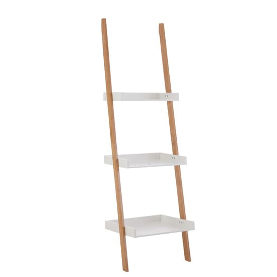 Nusakan Wooden 3 Tier Ladder Shelving Unit In White And Natural_1