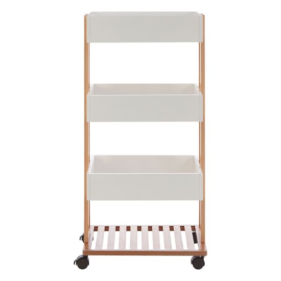 Nusakan Wooden 4 Tier Storage Trolley In White And Natural_2