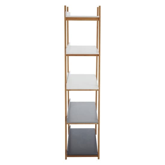Nusakan Wooden 5 Tier Ladder Shelving Unit In White And Natural_3
