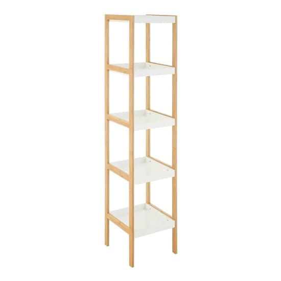 Nusakan Wooden 5 Tier Shelving Unit In White And Natural_1