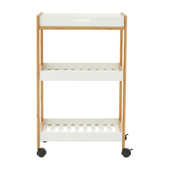 Nusakan Wooden 3 Tier Shelving Trolley In White And Natural_2