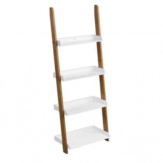 Nusakan Wooden 4 Tier Ladder Shelving Unit In White And Natural_2