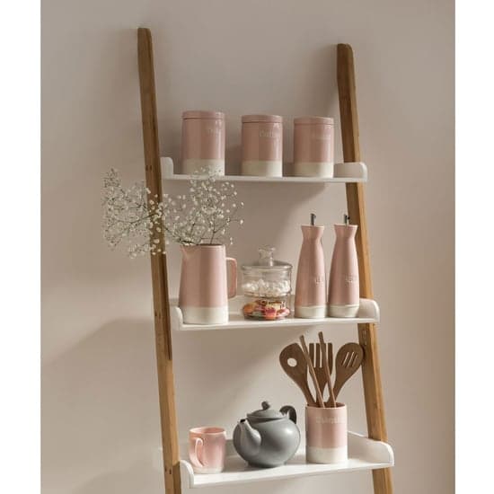 Nusakan Wooden 4 Tier Ladder Shelving Unit In White And Natural_3