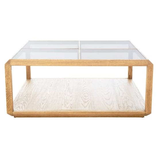 Nushagak Clear Glass Top Coffee Table With Brown Wooden Frame_3