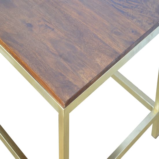 Nutty Wooden Coffee Table In Chestnut With Gold Base_4