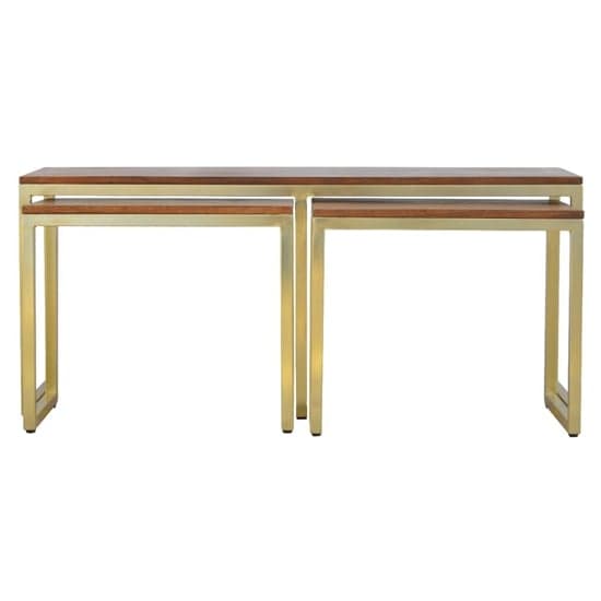 Nutty Wooden Set Of 3 Coffee Tables In With Gold Base_2
