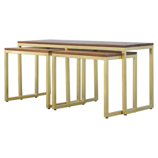 Nutty Wooden Set Of 3 Coffee Tables In With Gold Base_3