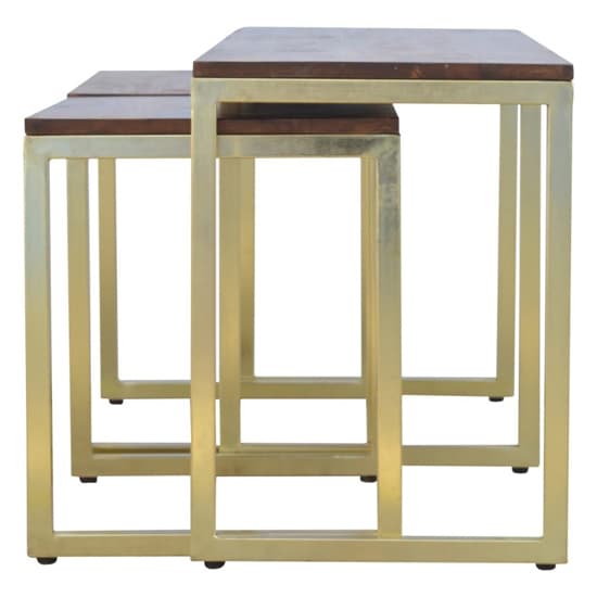 Nutty Wooden Set Of 3 Coffee Tables In With Gold Base_4