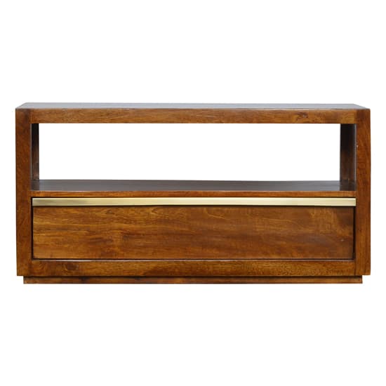 Nutty Wooden TV Stand In Chestnut With Gold Bar_2