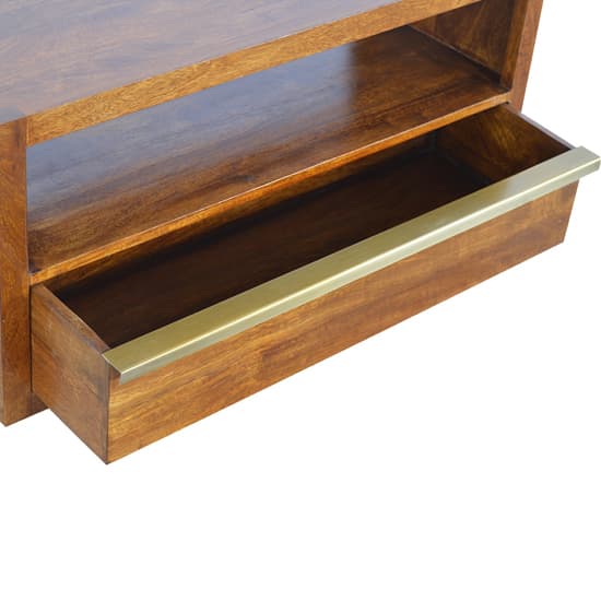 Nutty Wooden TV Stand In Chestnut With Gold Bar_3