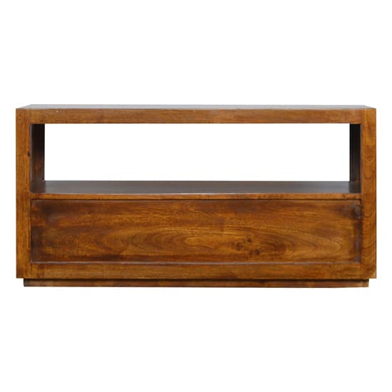 Nutty Wooden TV Stand In Chestnut With Gold Bar_4