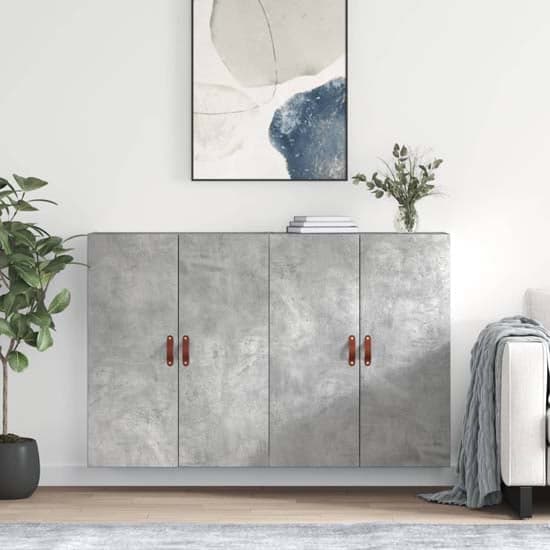 Nuuk Wooden Sideboard Wall Mounted With 4 Doors In Concrete Effect_1