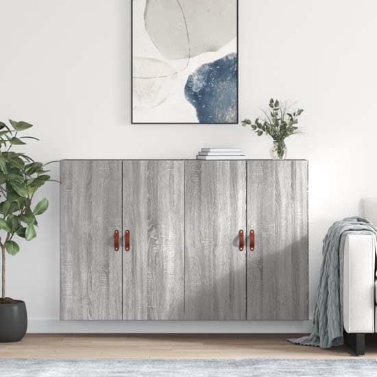 Nuuk Wooden Sideboard Wall Mounted With 4 Doors In Grey Sonoma Oak_1