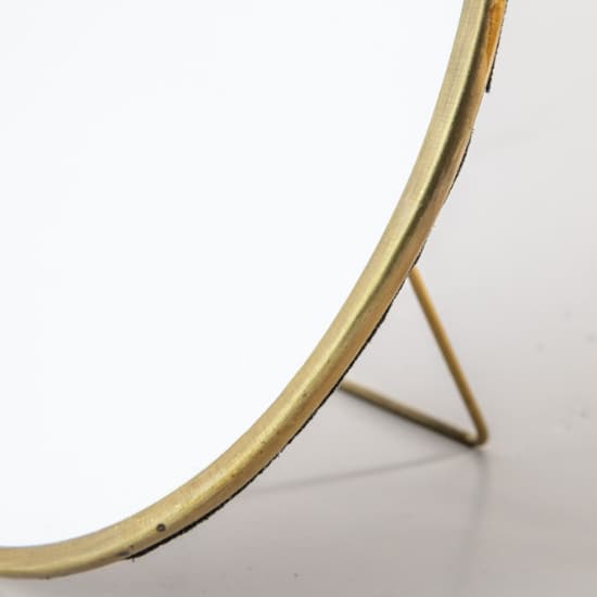 Nyla Large Round Dressing Mirror With Stand In Brass Frame_3