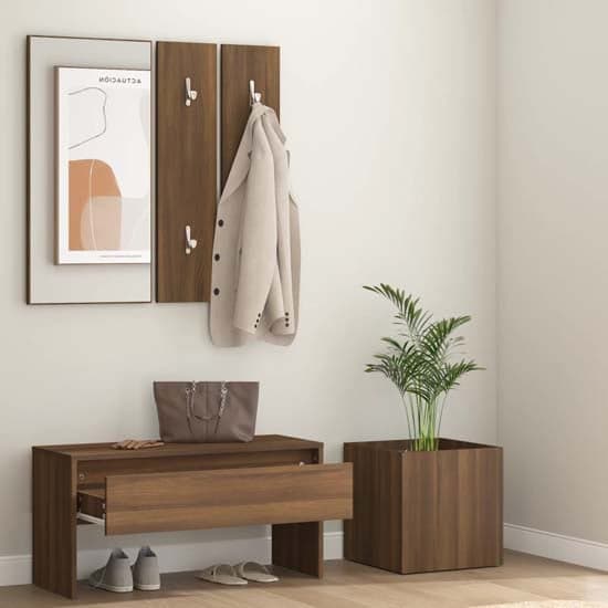 Nyon Wooden Hallway Furniture Set In Brown Oak_2