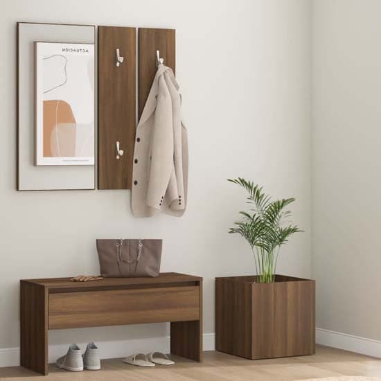 Nyon Wooden Hallway Furniture Set In Brown Oak_1