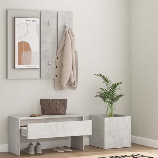 Nyon Wooden Hallway Furniture Set In Concrete Effect_2