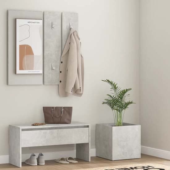 Nyon Wooden Hallway Furniture Set In Concrete Effect_1