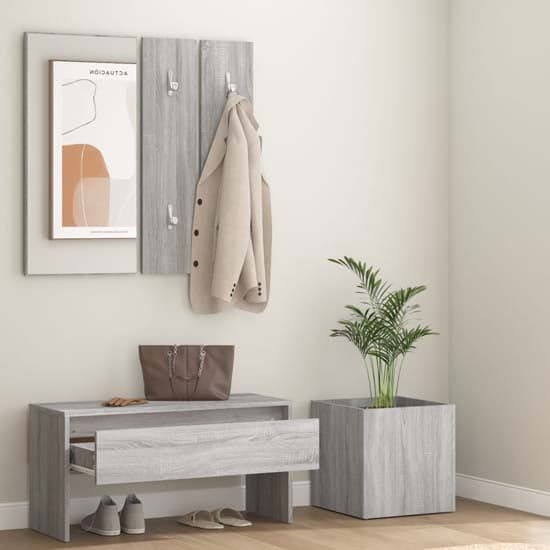 Nyon Wooden Hallway Furniture Set In Grey Sonoma Oak_2