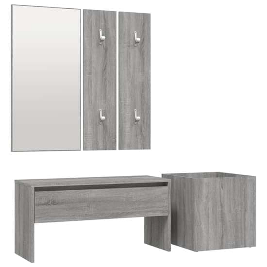 Nyon Wooden Hallway Furniture Set In Grey Sonoma Oak_3