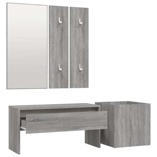 Nyon Wooden Hallway Furniture Set In Grey Sonoma Oak_4
