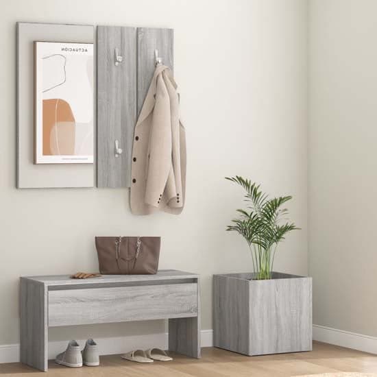 Nyon Wooden Hallway Furniture Set In Grey Sonoma Oak_1