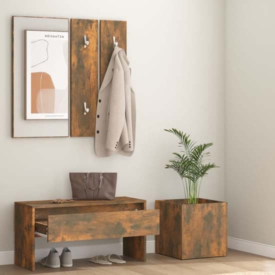 Nyon Wooden Hallway Furniture Set In Smoked Oak_2