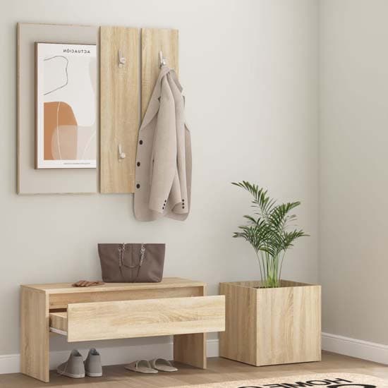 Nyon Wooden Hallway Furniture Set In Sonoma Oak_2