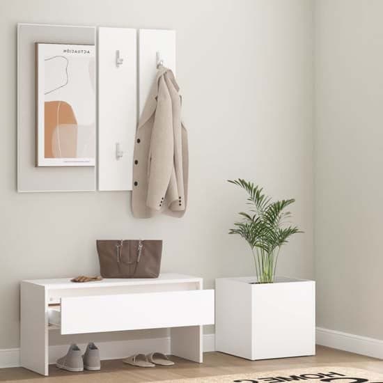 Nyon Wooden Hallway Furniture Set In White_2