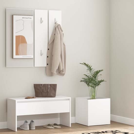 Nyon Wooden Hallway Furniture Set In White_1