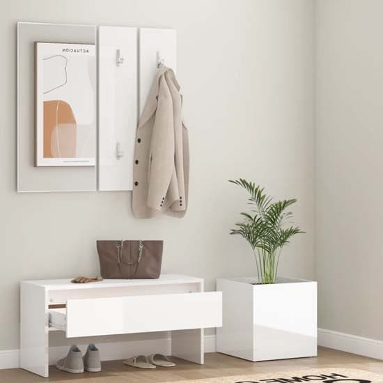 Nyon High Gloss Hallway Furniture Set In White_2