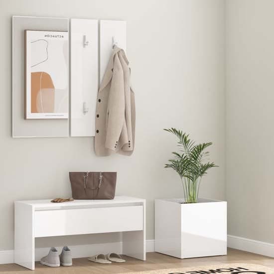 Nyon High Gloss Hallway Furniture Set In White_1