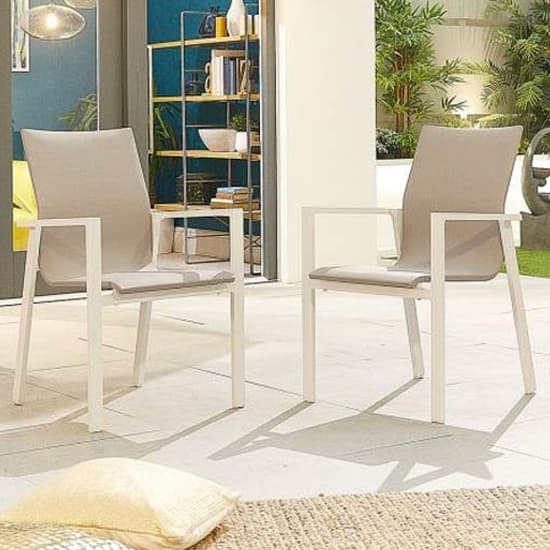Oakhill Outdoor Textilene Sling Stacking Armchair In Stone_3