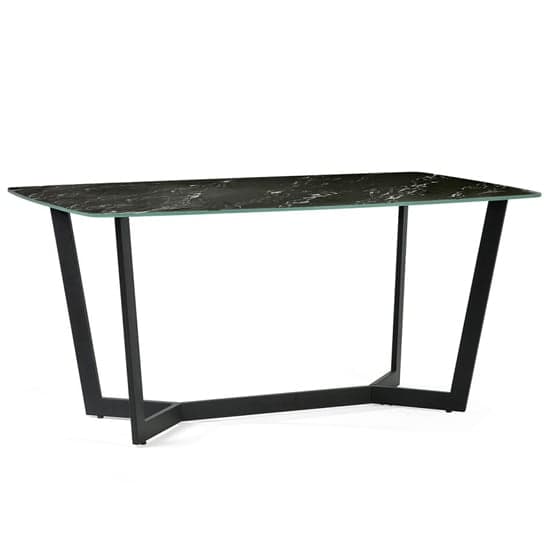 Oakley Black Marble Effect Glass Dining Table 6 Barras Chairs_2
