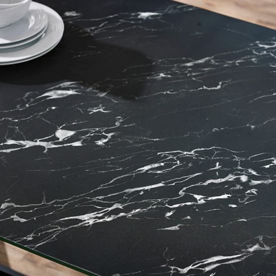 Oakley Black Marble Effect Glass Dining Table 6 Barras Chairs_4