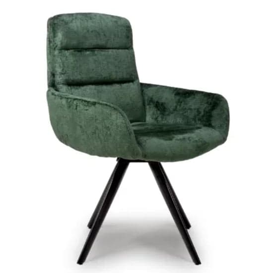 Oakley Green Chenille Fabric Dining Chairs Swivel In Pair_2