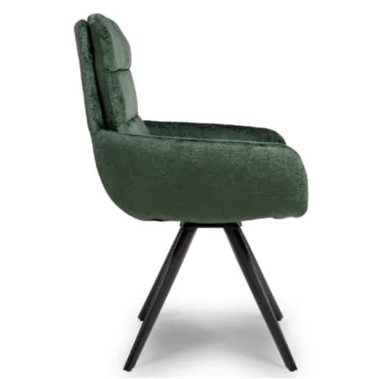 Oakley Green Chenille Fabric Dining Chairs Swivel In Pair_3
