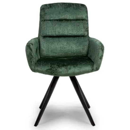 Oakley Green Chenille Fabric Dining Chairs Swivel In Pair_6