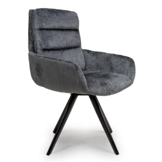 Oakley Grey Chenille Fabric Dining Chairs Swivel In Pair_2