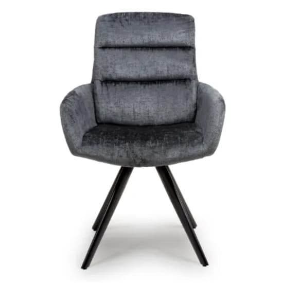 Oakley Grey Chenille Fabric Dining Chairs Swivel In Pair_6