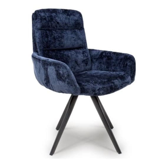 Oakley Navy Chenille Fabric Dining Chairs Swivel In Pair_2