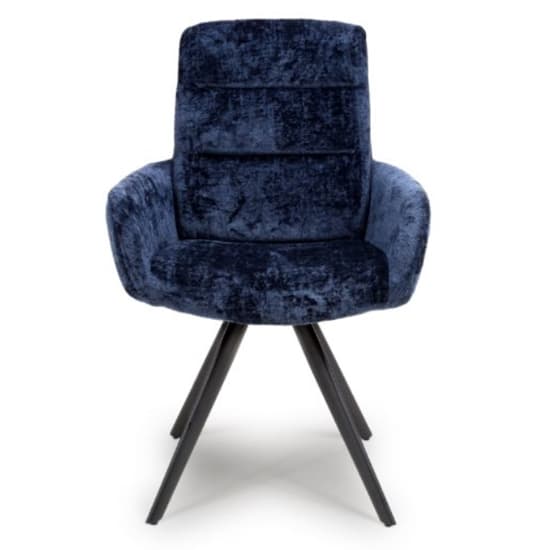 Oakley Navy Chenille Fabric Dining Chairs Swivel In Pair_3