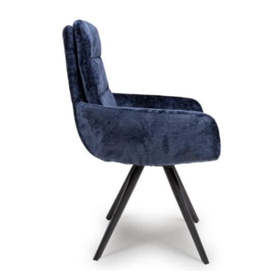 Oakley Navy Chenille Fabric Dining Chairs Swivel In Pair_4