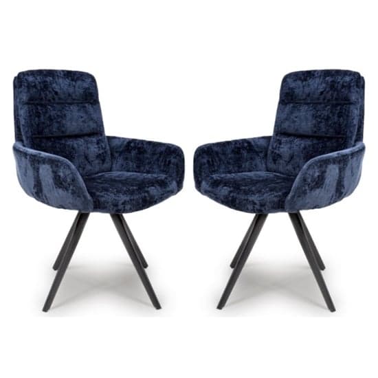 Oakley Navy Chenille Fabric Dining Chairs Swivel In Pair_1