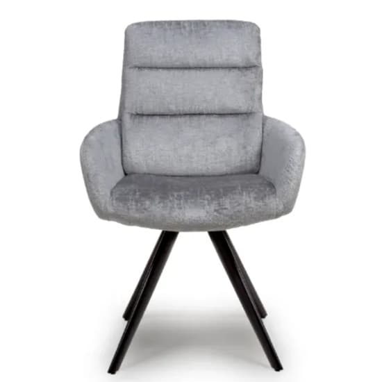 Oakley Silver Chenille Fabric Dining Chairs Swivel In Pair_6