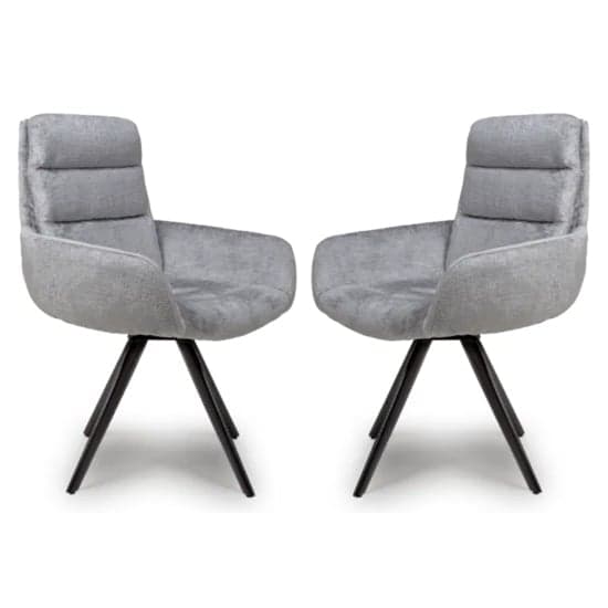 Oakley Silver Chenille Fabric Dining Chairs Swivel In Pair_1