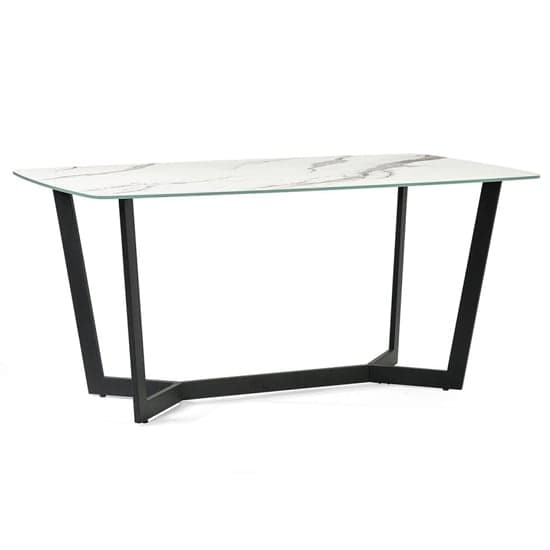 Oakley White Marble Effect Glass Dining Table 6 Lakia Chairs_2