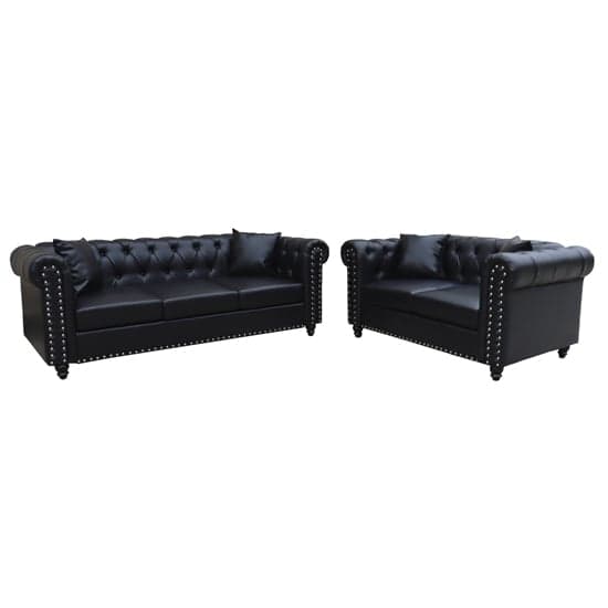 Oaxaca Faux Leather 3+2 Seater Sofa Set In Black_1