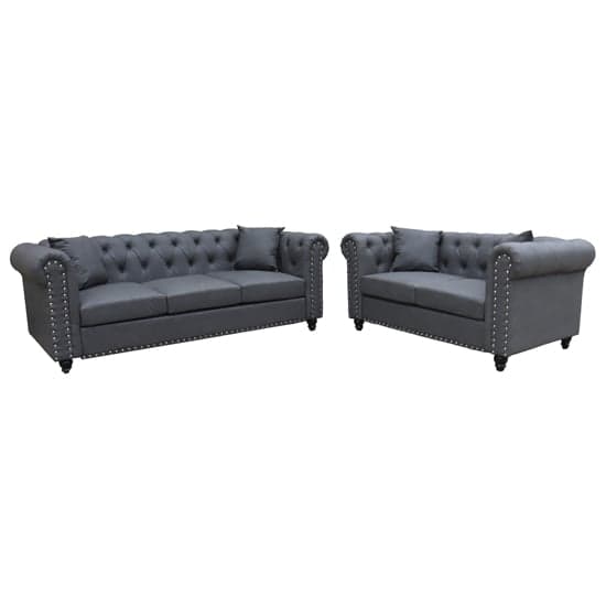 Oaxaca Faux Leather 3+2 Seater Sofa Set In Grey_1